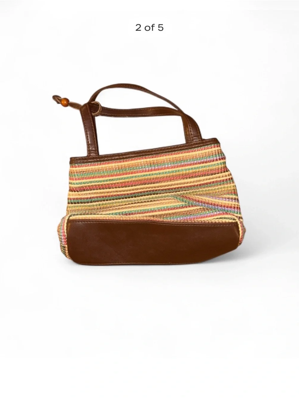 Vintage Liz Claiborne Canvas Striped Brown Handle Women’s Bag